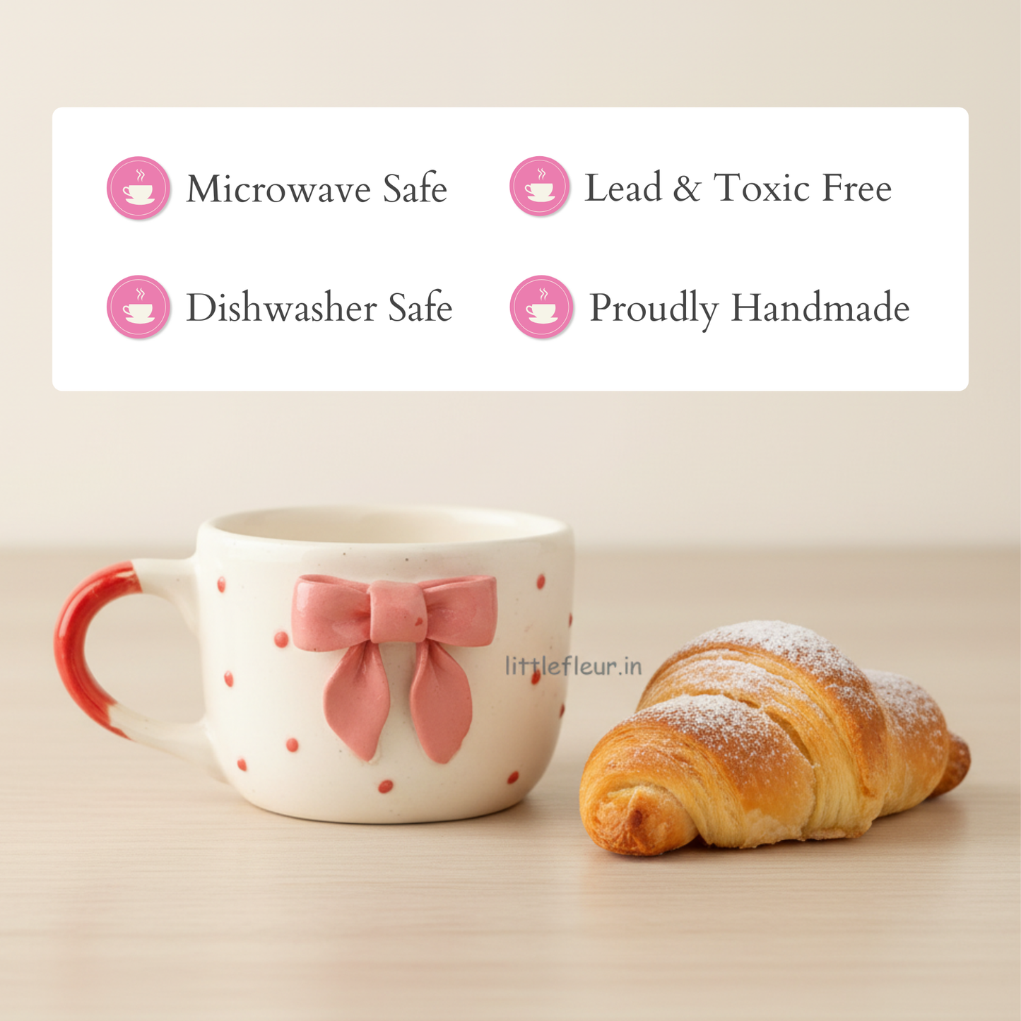 Pink Ribbon Mug | Round Top