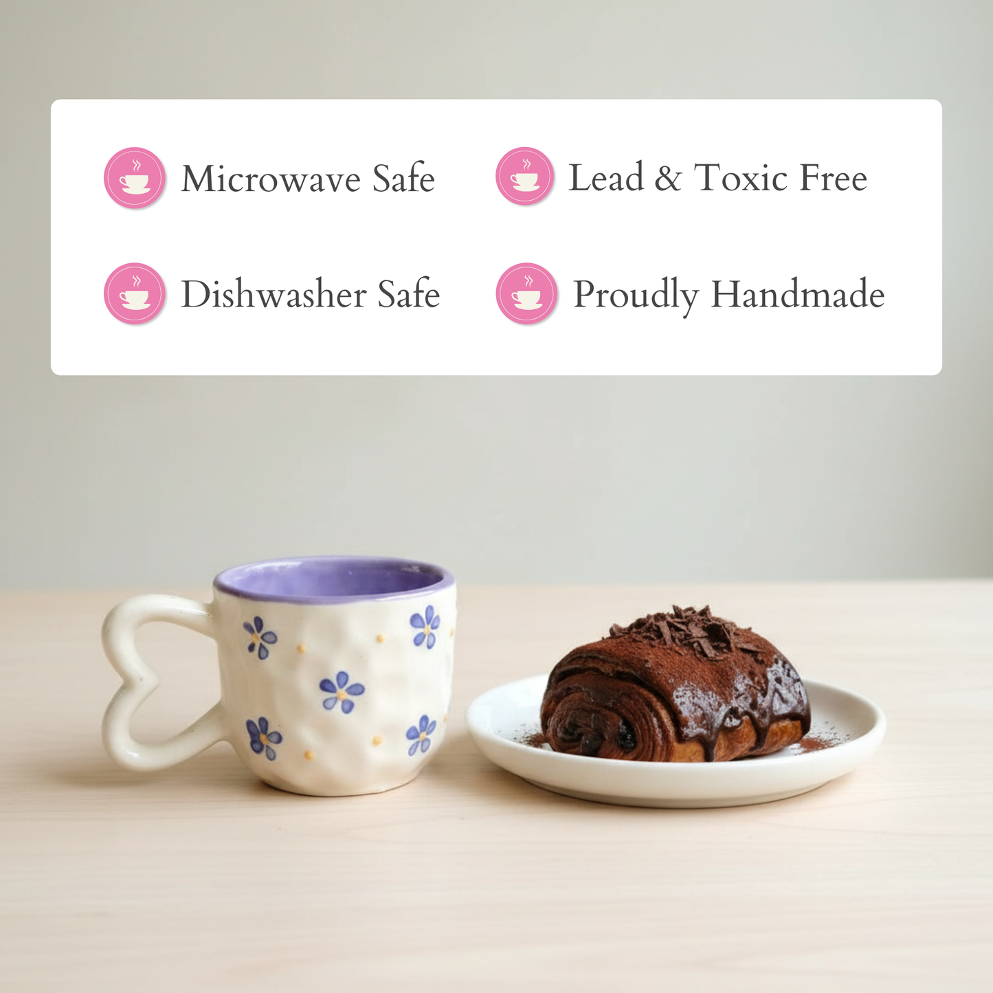 Blueberry Heart Handle | Coffee Mug