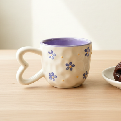 Blueberry Heart Handle | Coffee Mug